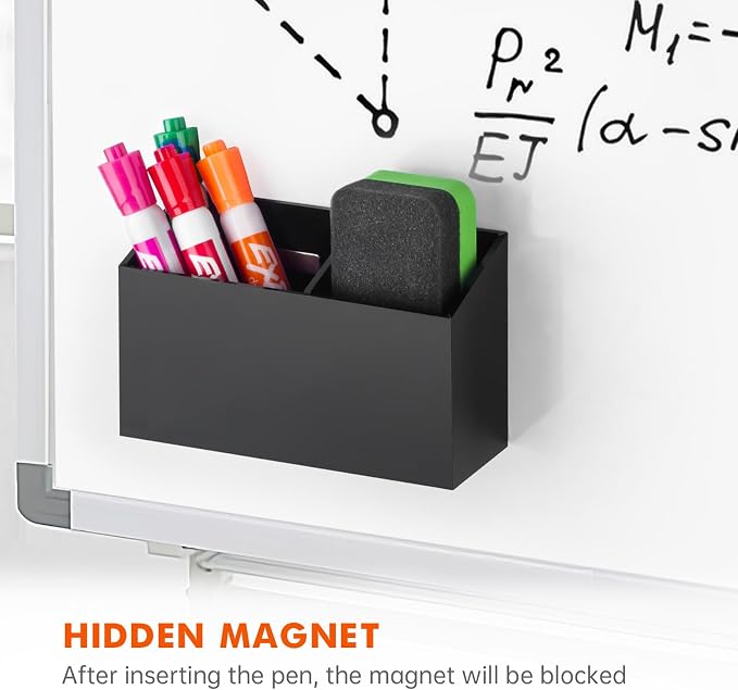 BEYGORM Magnetic Dry Erase Marker Holder for Whiteboard & Refrigerator | Non-slip Acrylic Pen Holder for Classroom, Fridge Magnet, Locker Organizer Accessories, Teacher & School Supplies(Black) - Image 4