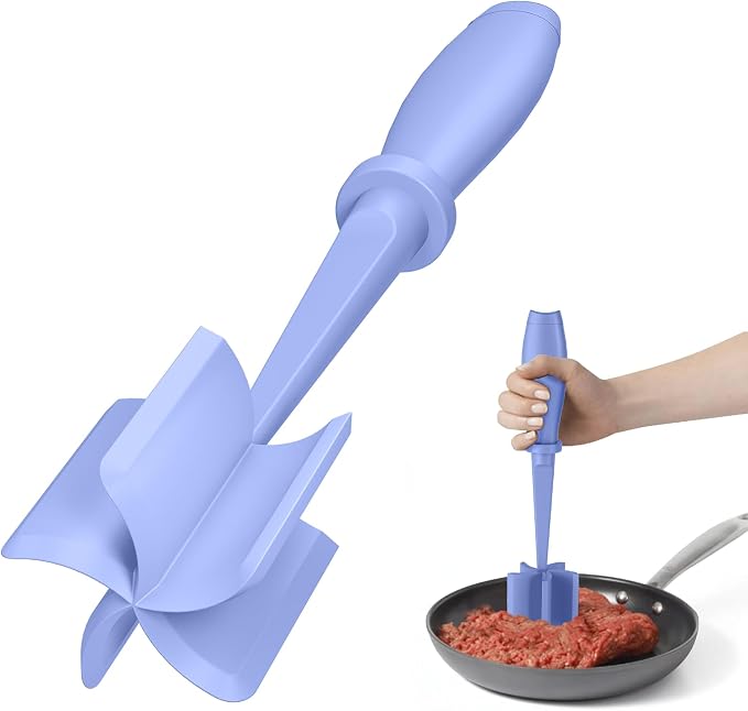 PGYARD Meat Chopper Hamburger Grinder, Kitchen Smasher for Ground Beef | Heat Resistant, 5 Blade, Burger Grinder Nylon Potato Mix Tool, Meat & Poultry Tenderizers, Dishwasher Safe, Purple by PGYARD
