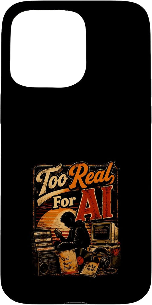 Too Real for AI - Authentic Music Lovers Case for iPhone 15 Pro Max by Unknown