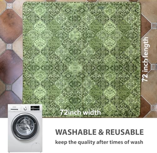 nunubaby Washable Pee Pads for Dogs, Stylish, Non-Slip and Leak-Proof Pee Pads. Reusable Potty Pads for Dogs for Crates and Floors.(Green/Multi,72" x72" ) - Image 4