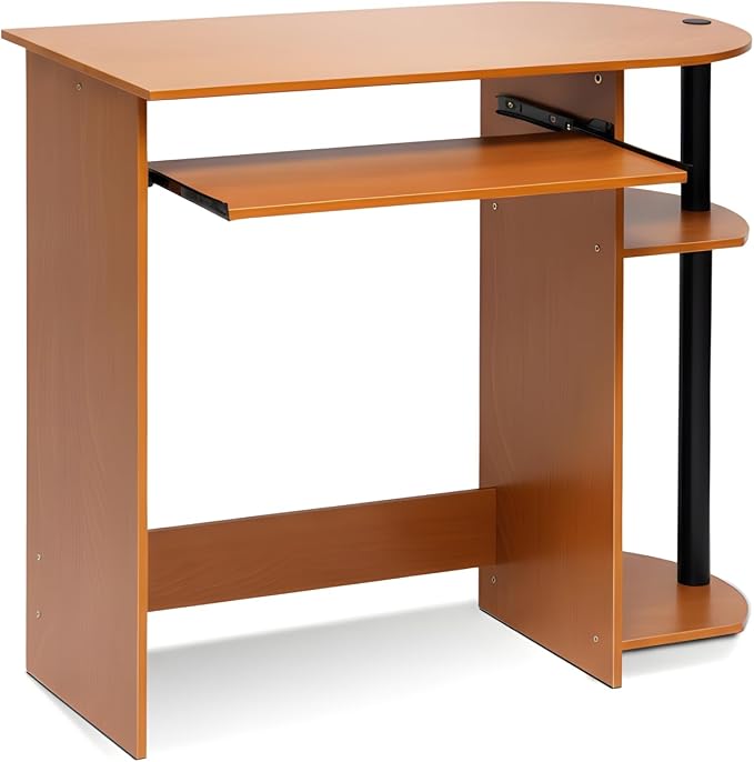 Furinno Simplistic Desk, 31.5" Wide Gaming Desk with Keyboard Tray, Computer Desk with Rounded Edges, Office Desk, for Home Office, Bedroom, Light Cherry Oak - Image 5