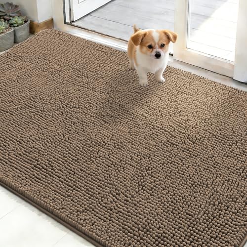 OLANLY Dog Door Mat for Muddy Paws 50x30, Super Absorbent Chenille Mud Mat by OLANLY