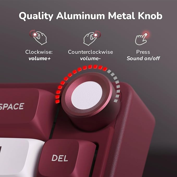 RK ROYAL KLUDGE R65 Wired Mechanical Keyboard with Volume Knob, 60% Percent RGB Backlit Gaming Keyboard Gasket Mount with PBT Keycaps, MDA Profile, QMK/VIA, 66 Keys Hot Swappable Light Switch, Red - Image 3