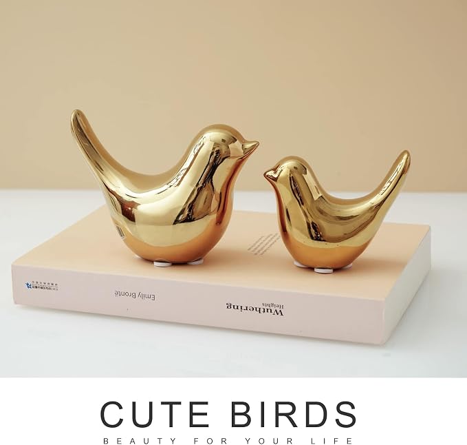Notakia Gold Home Decor Small Birds Statues Modern Style Decorative Ornaments for Living Room Decor, Bedroom, Office Desktop, Cabinets (2Pcs Gold Birds) - Image 3