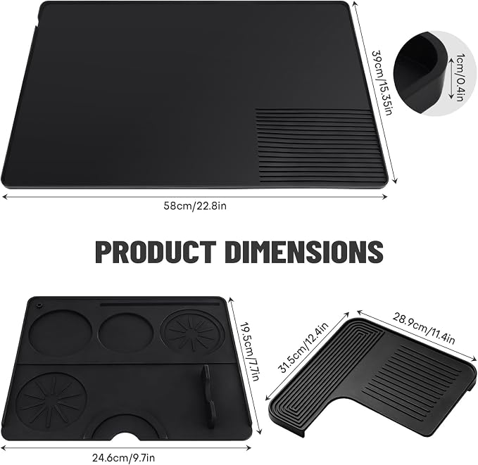 Silicone Coffee Mat Compatible with Ninja Luxe Espresso Coffee Machine ES601/ES701 & Most Home Espresso Machines - 23"x15" Anti-Slip Heat-Resistant - Maker Bar | Tamping Mat | Top Mat (3-in-1) - Image 3