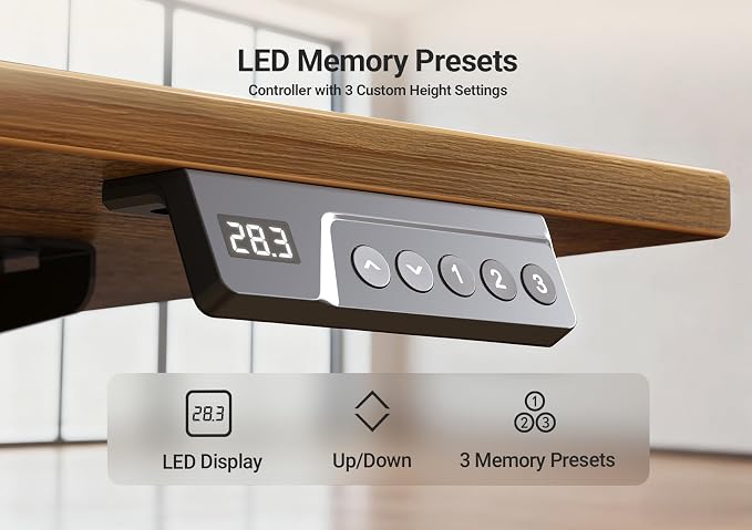 YDN 63 x 24 Inch Rustic Brown Electric Standing Desk | Adjustable Height, Sit Stand, Cable Management, Ergonomic, Home Office - Image 6