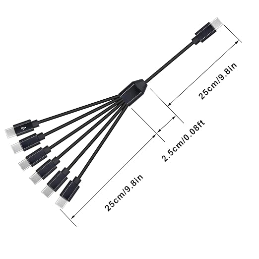 6 in 1 USB Type C Splitter Cable,USB C Male to 6 USB C Male Data Snyc and Charging Cord,USB C Multi Charging Cable for Cell Phones,Tablets and More(1.6FT/0.5M) - Image 4