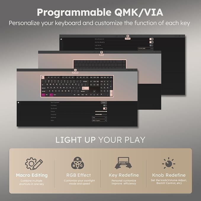 RK ROYAL KLUDGE R87 Pro Wired Mechanical Keyboard with Hot Swappable Knob 75% Creamy Gaming Keyboard 88 Keys TKL Gasket Mounted RGB Backlit with QMK/VIA, MDA Profile, Linear Creamy Switch, Black - Image 3