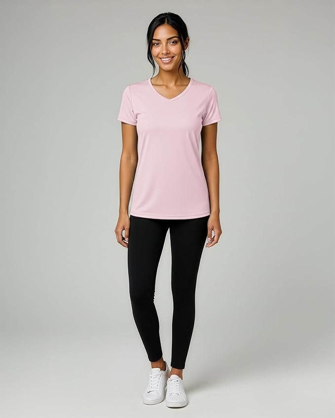 5 Pack Women's Dry Fit V Neck Workout Tops T Shirts Athletic Gym Yoga Tees | Available In Plus Size, Cooling Moisture-Wicking, Short Sleeve, Quick-Dry, Fitness, Stretch, Exercise, Running, Hiking - Image 7