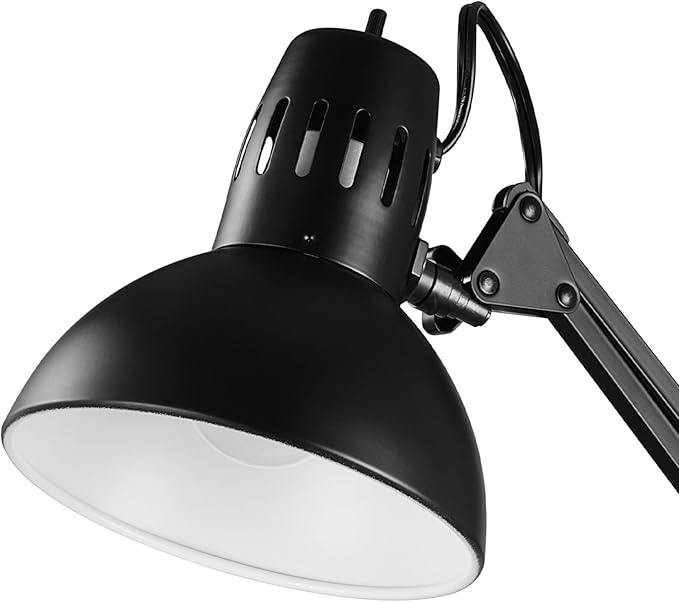 Globe Electric 56963 31.5" Multi-Joint Desk Lamp with Metal Clamp, Black, On/Off Rotary Switch on Shade, Partially Adjustable Swing Arm, Home Essentials, Reading Light, Office Décor - Image 6