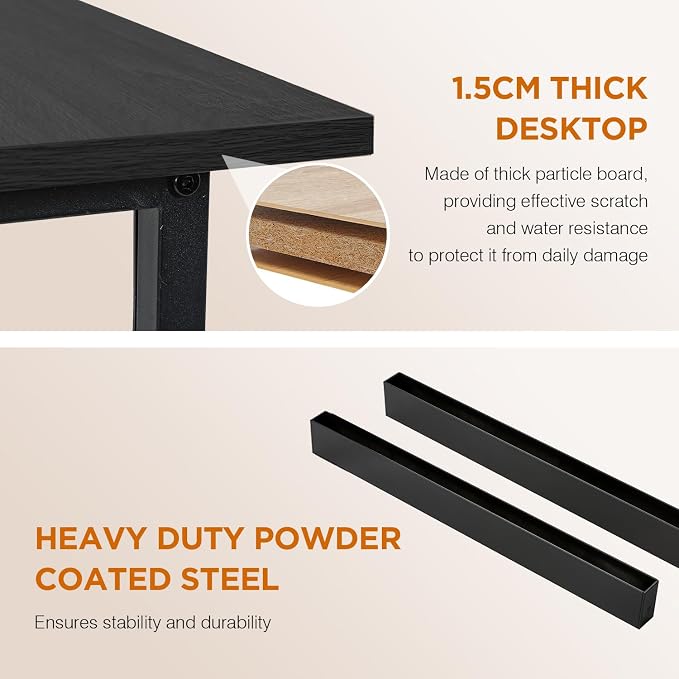PayLessHere | 32 Inch Computer Desk | Black | Sturdy Office Desk | Metal Frame, Adjustable Feet | Water-Resistant, Scratchproof Surface | Writing Table for Home Office or Study | Pack of 1 - Image 7