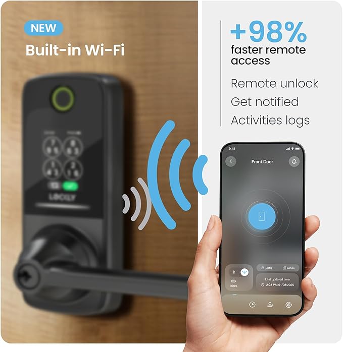 Lockly Secure Pro Smart Lock with Handle - Biometric Fingerprint & Patented Anti-Peep PIN Genie Keypad, Built-in Wi-Fi Keyless Entry Door Lock, App Remote Control, Works with Alexa & Google Assistant - Image 4