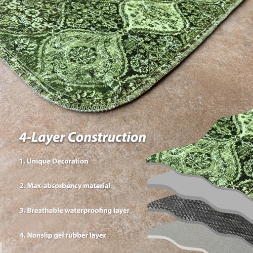 nunubaby 4PACK Washable Pee Pads for Dogs, Stylish, Non-Slip and Leak-Proof Pee Pads. Reusable Potty Pads for Dogs for Crates and Floors.(Green/Multi,24" x48" ) - Image 5