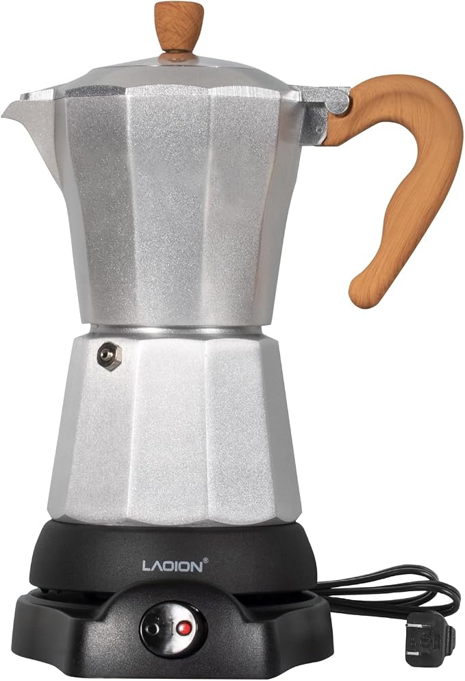LAOION Cafeteras Electricas Modernas,6 Cup Portable Espresso Maker,300ml | Moka Pot with Detachable Base & Overheat Protection, Great for Home，Office, or Travel, a Thoughtful Gift for Coffee Lovers by LAOION