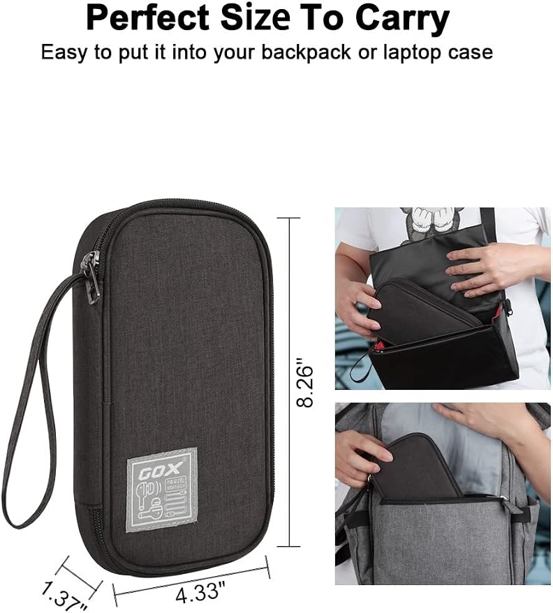 GOX Cable Organizer Pouch – Case for Chargers and Cords, Cord Organizer Travel Black, Small Cable Organizer Bag for Earbuds & Tech Accessories(Black) - Image 6