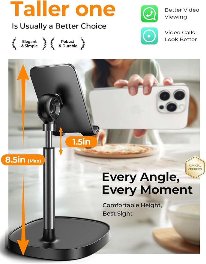 LISEN Cell Phone Stand Phone Holder for Desk, Gaming for Nintendo Switch | Office Desk Accessories for Women, iPhone Stand, Gadgets for Men Gifts, Office Decor, OtterBox Case, Switch, iPad, 4-10 in - Image 3