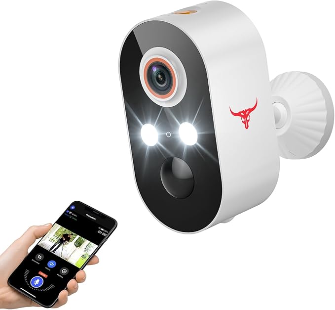 1080P Wireless Security Camera Outdoor, Battery Powered, AI Human Detection, Color Night Vision, 2-Way Audio, IP65 Waterproof, 2.4G Wi-Fi, Cloud Storage (2 Spotlights) by Unknown