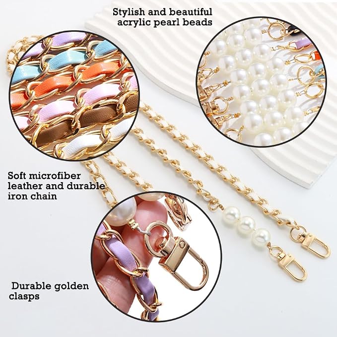 Phone Crossbody Chain Cell Phone Lanyard,Leather+Metal Shouder Strap Universal Phone Strap with Phone Tether Patches (K) - Image 3