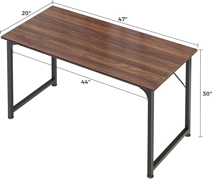 Huuger Computer Desk, 48 Inch Office Desk, Gaming Desk with Storage, Writing Desk Work Desk for Home Office, Study, Modern Simple Desk, Large Legroom, Metal Frame, Walnut - Image 3