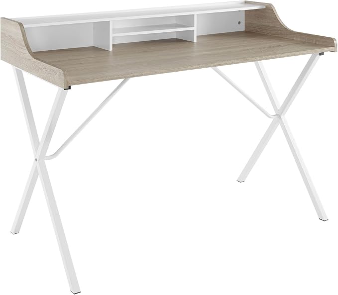 Modway Bin Contemporary Modern Writing Desk With Storage Cubbies in Oak by Modway