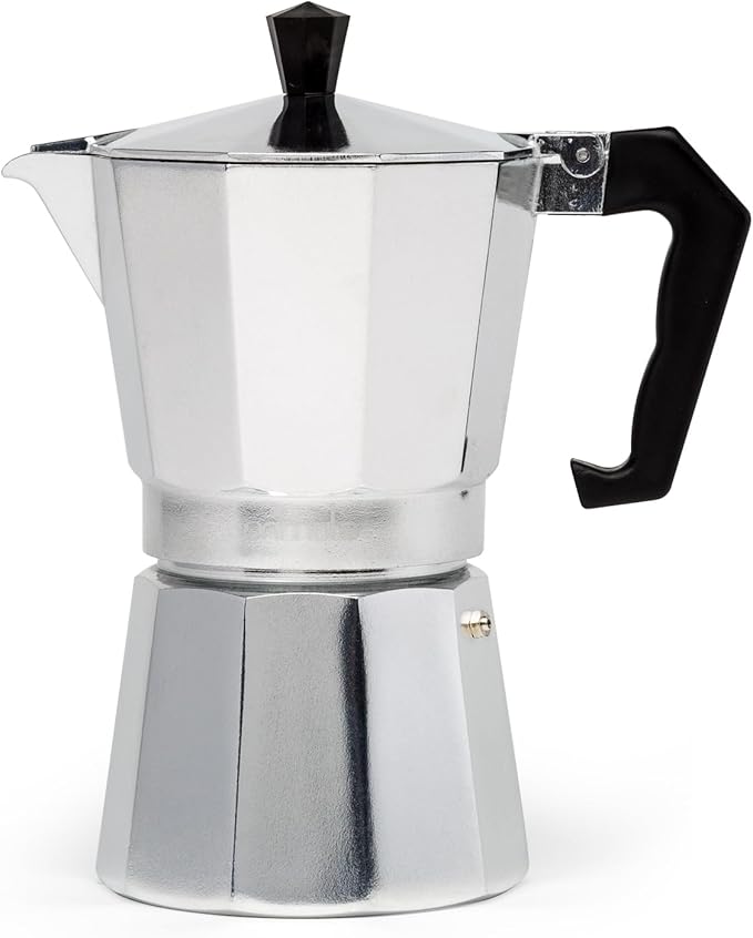Primula Classic Stovetop Espresso and Coffee Maker, Moka Pot for Italian and Cuban Café Brewing, Greca Coffee Maker, Cafeteras, 6 Espresso Cups, Silver by Primula