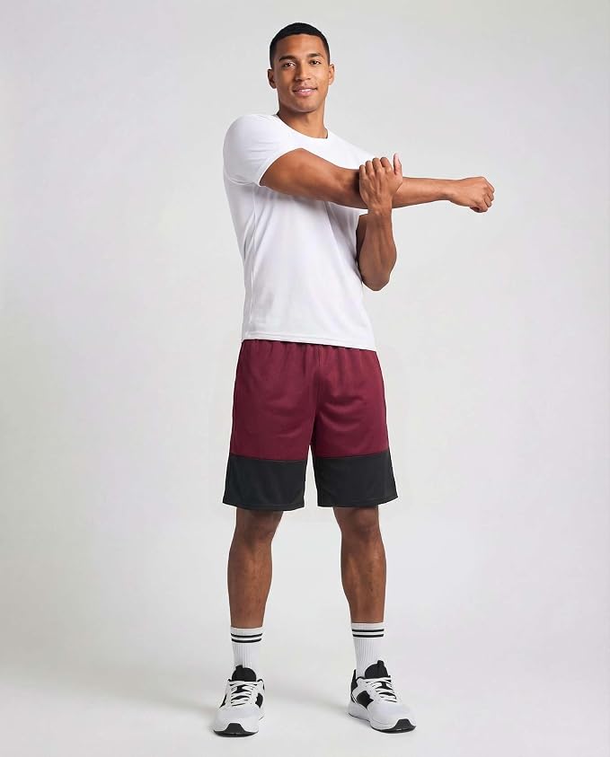 5 Pack Men's Mesh Shorts Athletic Basketball Sports Gym Workout Pockets | Cooling Moisture-Wicking, 9", Long, Quick-Dry, Breathable, Elastic Drawstring Waistband. Running, Exercise, Soccer, Training. - Image 3