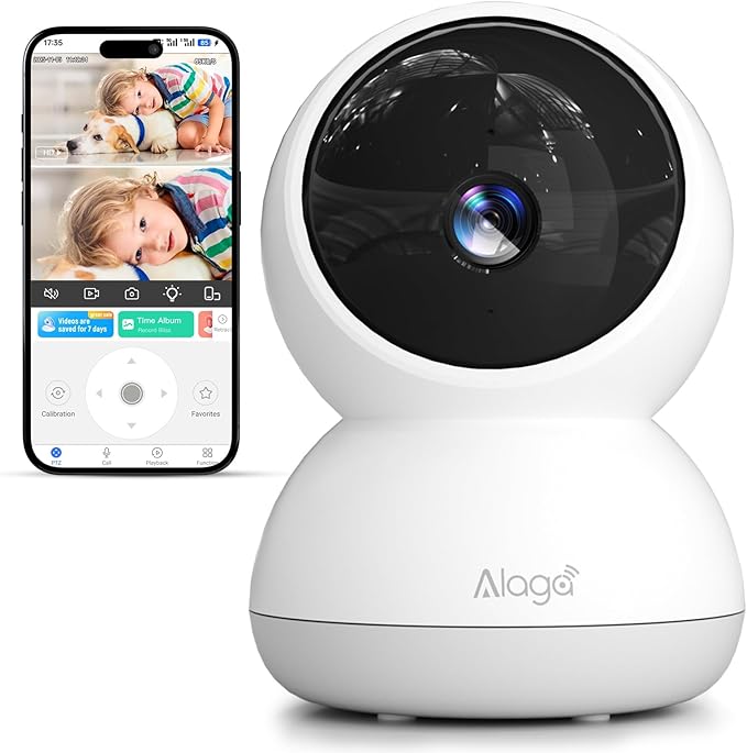 Indoor Camera, 3K HD Indoor Security Camera, 360° Pan/Tilt Pet Camera, 2-Way Audio, Siren, Night Vision, Baby/Pet Monitor with Phone App 2.4G and 5G WiFi, Compatible Alexa and Google Assistant by Alagabrandflagship