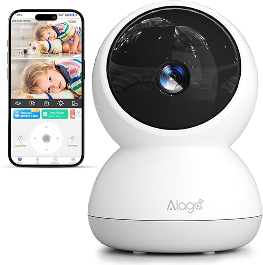 Indoor Camera, 3K HD Indoor Security Camera, 360° Pan/Tilt Pet Camera, 2-Way Audio, Siren, Night Vision, Baby/Pet Monitor with Phone App 2.4G and 5G WiFi, Compatible Alexa and Google Assistant by Alagabrandflagship