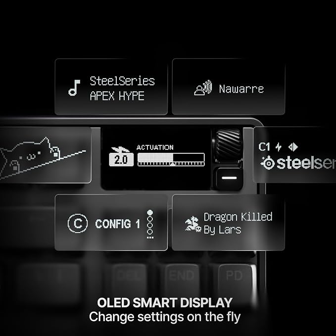 SteelSeries Apex Pro TKL Gen 3 Gaming Keyboard - OmniPoint 3.0 Analog Magnetic Switches, Quickset Auto-Presets (Rapid Trigger, Rapid Tap/SOCD, Protection Mode), OLED, RGB, PBT Keycaps, USB-C, Black - Image 4
