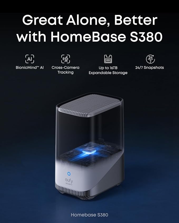 eufy Security eufyCam S4 4-Cam Kit, 4K Solar Wireless Outdoor Security System,3-Lens Bullet-PTZ cam, 360° Coverage,Cross-Cam Track, AI Facial Recognition, 8X Zoom,0 Monthly Fee,Expandable up to 16TB - Image 9