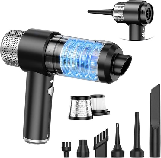 KMM Handheld Car Vacuum Cleaner, 16000PA Hand Held Vacuum Portable Cordless, 2 in 1 Air Duster and Vacuum Cleaner with LED Light, Multi-Nozzles, 120W High Power Mini Vacuum for Home, Pet, Office by KMM