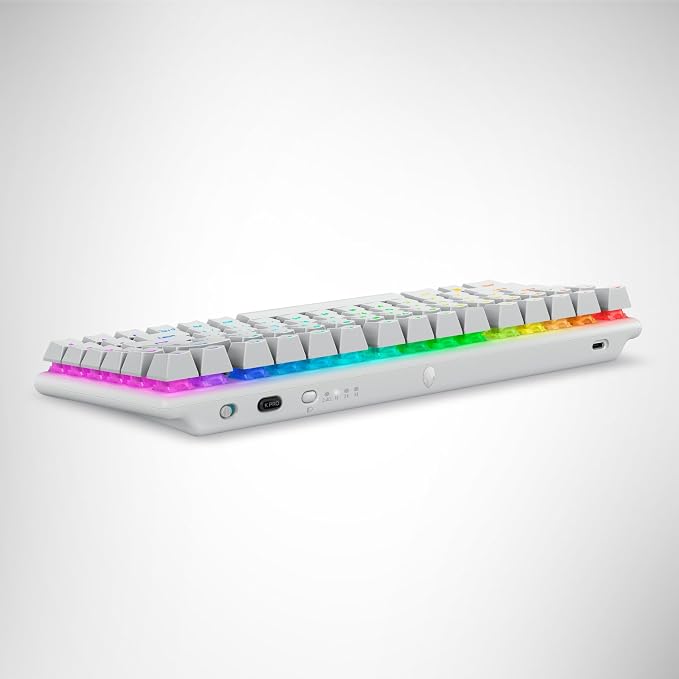 Alienware Pro Wireless Gaming Keyboard, Linear Mechanical, RGB | 2.4GHz, Bluetooth 5.1, USB Wired, N-Key Rollover, PBT Double-Shot Keycaps, Detachable USB Paracord Cable, Lunar Light - Image 13