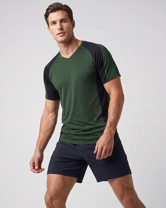 5 Pack Men's Dry Fit V Neck Gym Workout T Shirts Athletic Moisture Wicking | Cooling, Quick Dry, Breathable, Short Sleeve, Exercise, Cycling, Sports, Outdoor, Fitness, Golf, Crossfit, Hiking, Tennis - Image 2