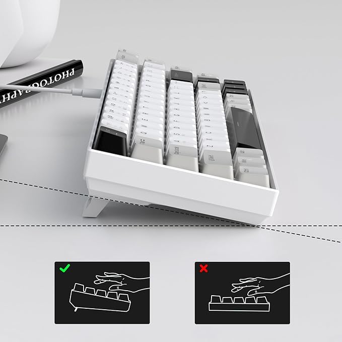 MageGee Portable 60% Mechanical Gaming Keyboard, MK-Box LED White Backlit Compact 68 Keys Mini Wired Office Keyboard with Red Switch for Windows Laptop PC Mac - Grey - Image 4