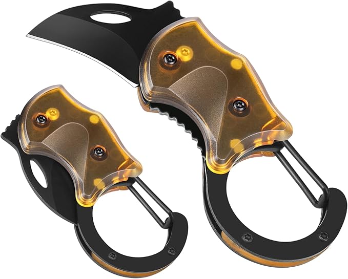 FUNBRO Small Pocket Knife, Cool Box Cutter with 1.34 Inch Sharp Blade | Edc Knives Tool (Amber) by FUNBRO
