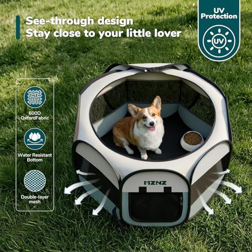 Dog Cat Playpen, Portable Puppy Pet Crate Indoors for Small/Medium Dogs Cats Rabbits, Foldable Dog Cage Enclosure for Outdoor, Pop Up Dogs Tent Kennel with Carrying Case, Grey - Image 6