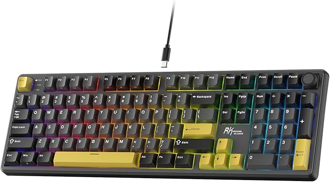 RK ROYAL KLUDGE X104 Wired Full Size Mechanical Gaming Keyboard, Metal Knob | Creamy Keyboard with Number Pad,104 Keys RGB Computer Keyboard Hot Swappable Linear Switch, Online Software for Wins/Mac by RKROYALKLUDGE