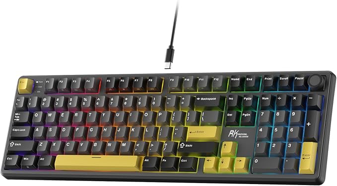 RK ROYAL KLUDGE X104 Wired Full Size Mechanical Gaming Keyboard, Metal Knob | Creamy Keyboard with Number Pad,104 Keys RGB Computer Keyboard Hot Swappable Linear Switch, Online Software for Wins/Mac by RKROYALKLUDGE