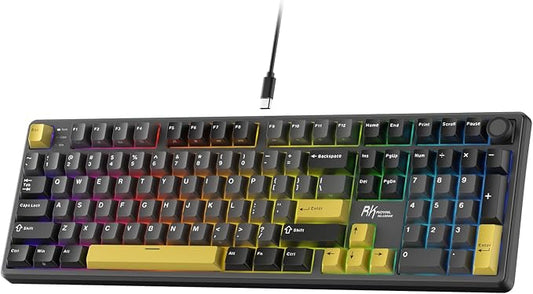 RK ROYAL KLUDGE X104 Wired Full Size Mechanical Gaming Keyboard, Metal Knob | Creamy Keyboard with Number Pad,104 Keys RGB Computer Keyboard Hot Swappable Linear Switch, Online Software for Wins/Mac by RKROYALKLUDGE