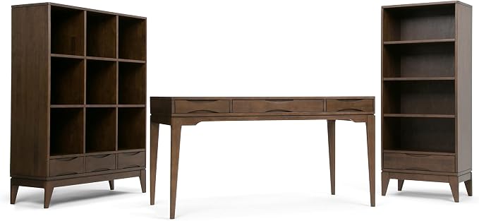 SIMPLIHOME Harper Desk - 60 Inch Wide Solid Wood Writing Desk in Walnut Brown, Mid-Century Modern Home Office Computer Table for Workspace or Study with 2 Drawers and Flip-Down Keyboard Tray - Image 11