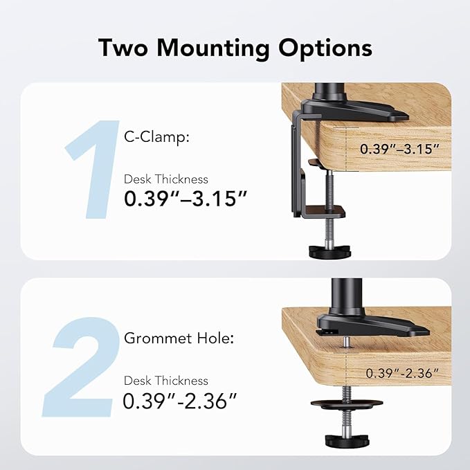HUANUO Dual Monitor and Laptop Mount for Max 32” Monitor and 17” Laptop, Adjustable Arm with Tilt, Swivel and Rotation, Dual Monitor and Notebook Stand with VESA Bracket 75/100 mm - Image 6
