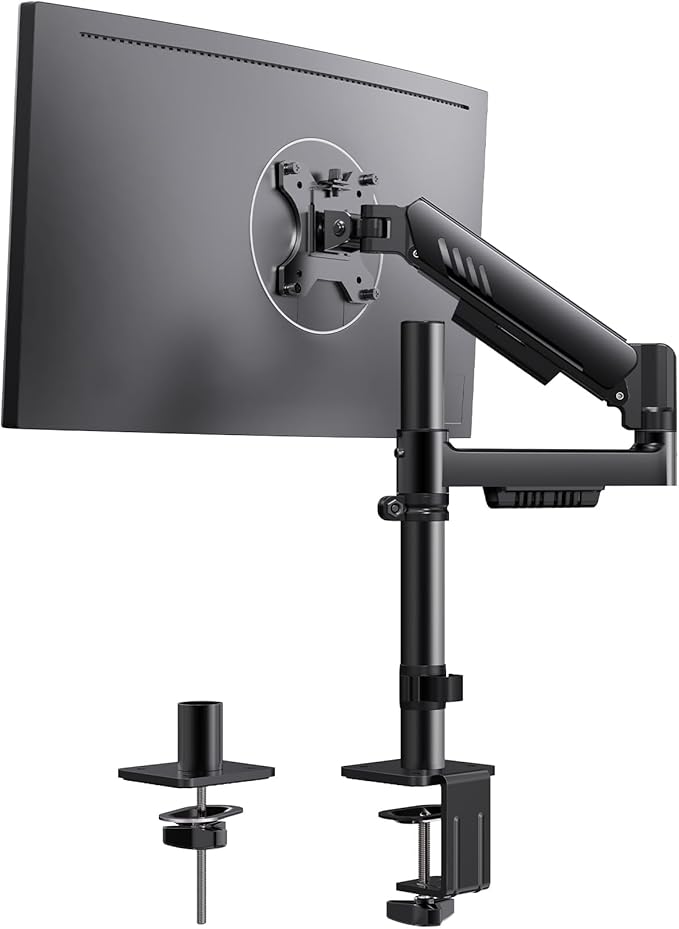 ErGear Single Monitor Arm, Adjustable Desk Gaming Monitor Mount for 13-34″ Screens, Up to 19.8 lbs, Enhanced Stability with Integrated C-Clamp, Upgraded Cable Management, VESA 75x75/100x100mm, Black by ErGear