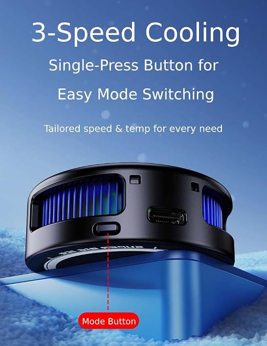 Phone Cooler for Gaming, Low Noise USB Cell Phone Cooler with Smart Temp Control, Phone Cooling Fan with RGB LED Lights, Magnetic Ring & Clip Fan for Phone Gaming & Streaming - Image 7