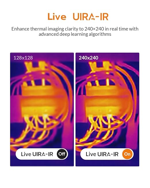 GT16S Thermal Imaging Camera with Smart AI Scene Detection, Thermometer Mode, 240×240 UIRA-IR Resolution, -4°F-1202°F Temp Alarm, 11h Runtime, Infrared Camera for HVAC Home Inspection - Image 7