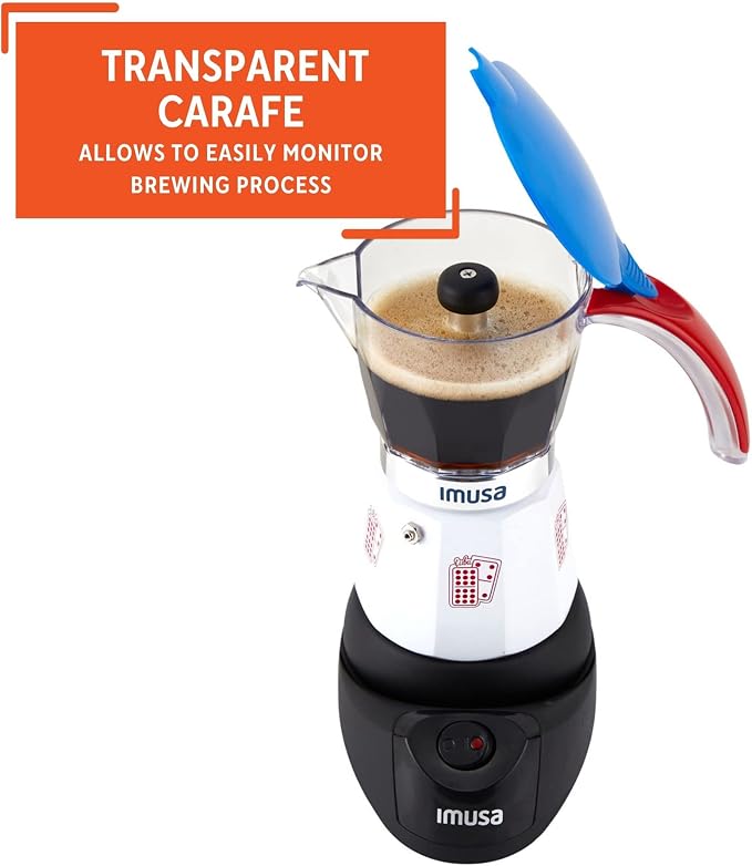 Imusa Special Edition Electric Cuba/Domino themed Espresso Maker, 3 or 6 Cups, White, Red, Blue | Brews 3 or 6 Cups, Ideal for Entertaining and Office - Image 6