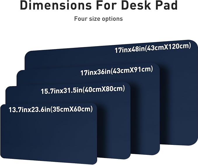 Aothia Leather Desk Pad Protector, Mouse Pad, Office Desk Mat, Non-Slip PU Leather Desk Blotter, Laptop Desk Pad, Waterproof Desk Writing Pad for Office and Home (48"x17", Dark Blue) - Image 6