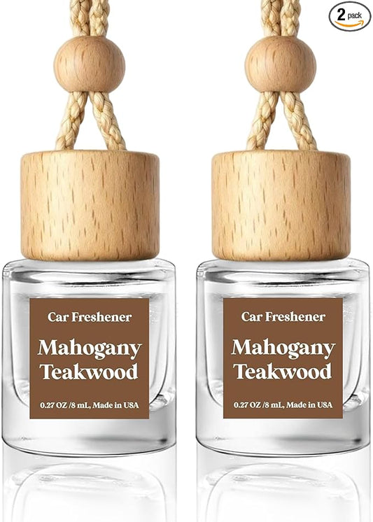 HoogaLife Car Air Freshener Diffuser 2 Pack Hanging Mahogany Teakwood Car Air Freshener for Women 45+ Days Long Lasting Fragrance Made in USA by HoogaLife