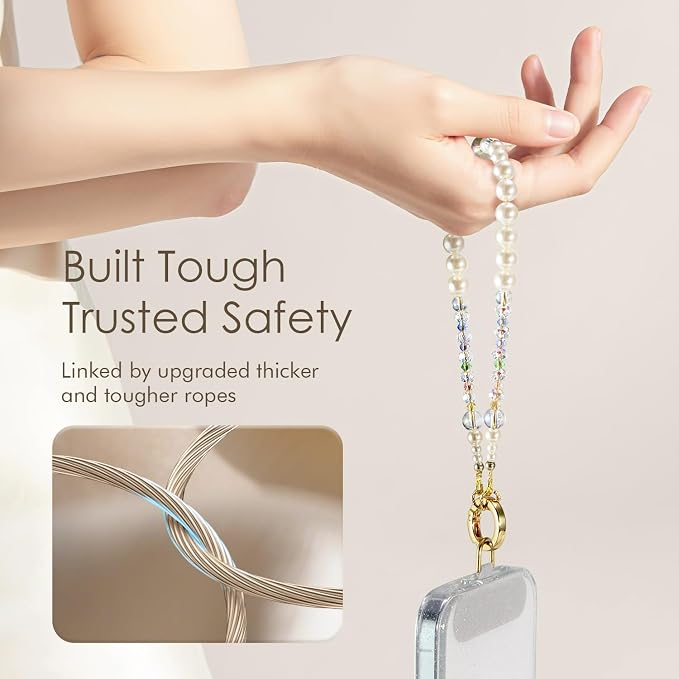 SURPHY Phone Charm, Handmade Beaded Phone Wrist Strap with Tether Tab | Phone Charm Strap, Phone Chain with Premium Metal Buckle, Wrist Strap Fits Cellphone Cases, Wallets, Bags, Keys - Image 5
