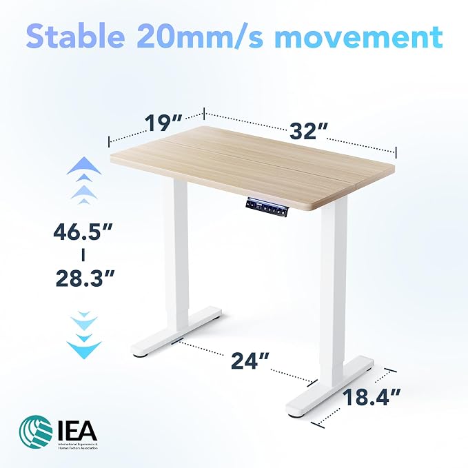 HUANUO AI-Powered Electric Standing Desk with Smart APP, Work with Alexa & Google, Adjustable Height, 6 Memory Settings, Sedentary Reminder, Ergonomic Sit-Stand Desk, 32-inch, Light Walnut - Image 2