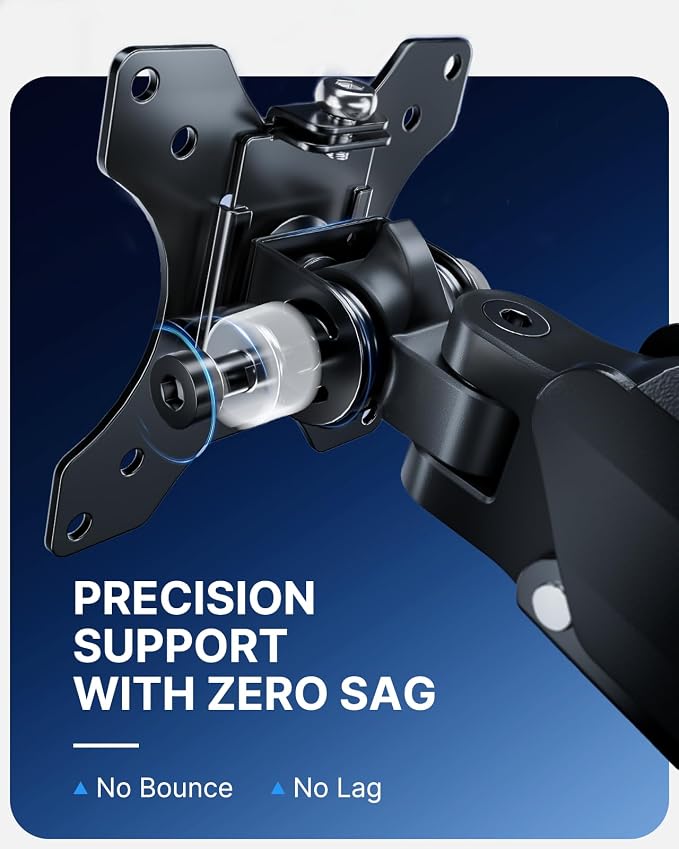 ErGear Heavy Duty Monitor Arm for 13-49″ Ultrawide Screens, 37.4 lbs Capacity, Full Motion Monitor Desk Mount, Rock-Solid Support, Dual C-Clamp & Grommet Mount, VESA 75x75/100x100mm - Image 7